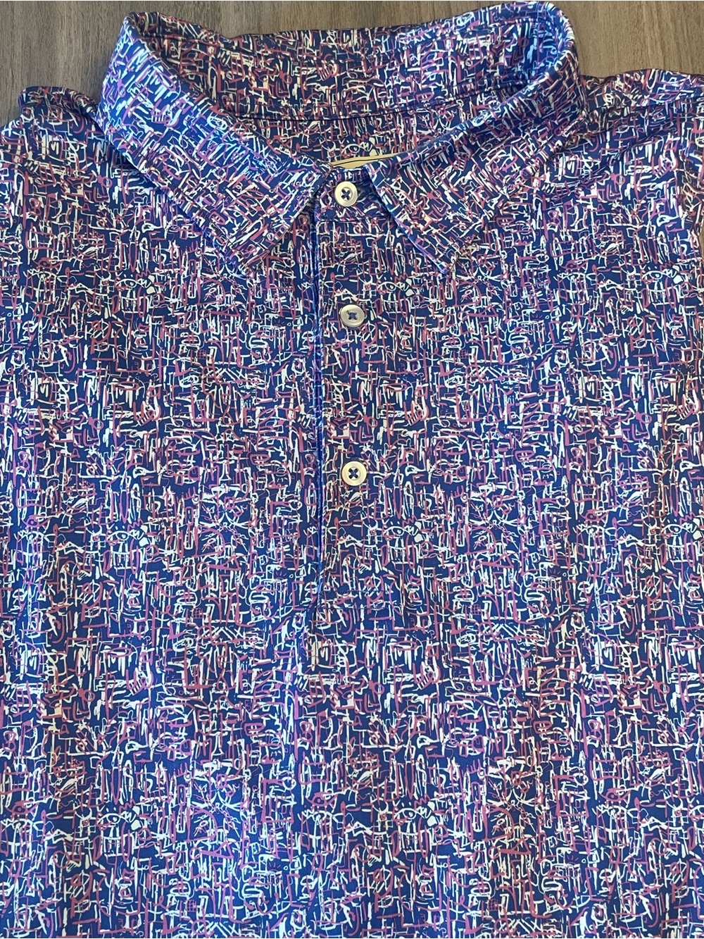 Donald Ross Sportswear XXL Golf Polo Shirt – Blue Abstract Print – Edgewood 1898